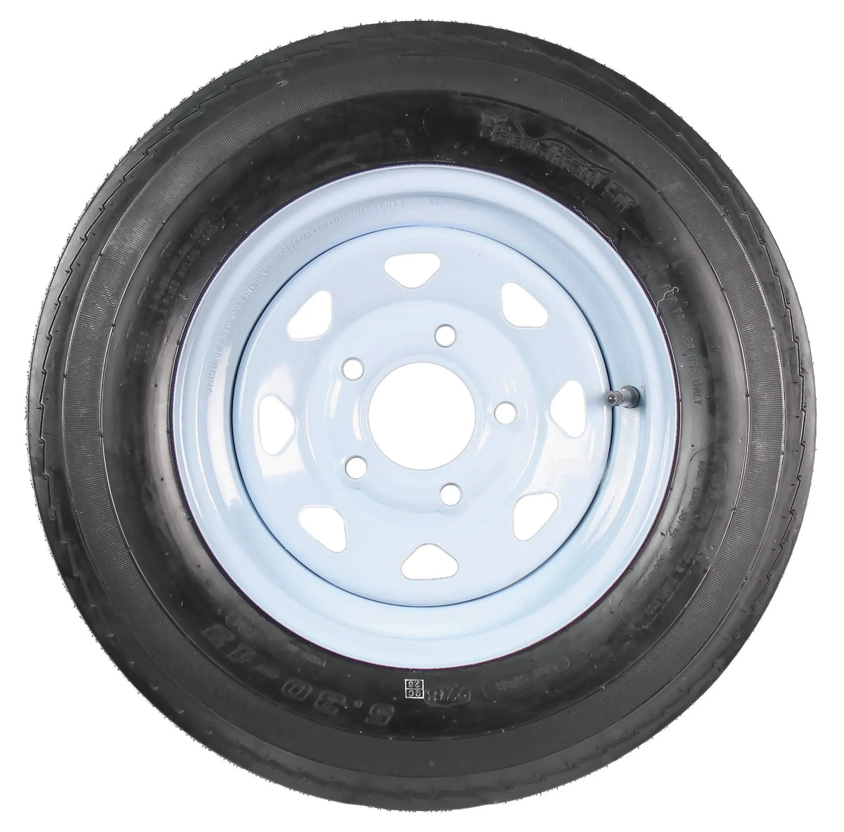 2-Pack Trailer Tires And Rims 5.30-12 Load B 5-Lug White Spoke