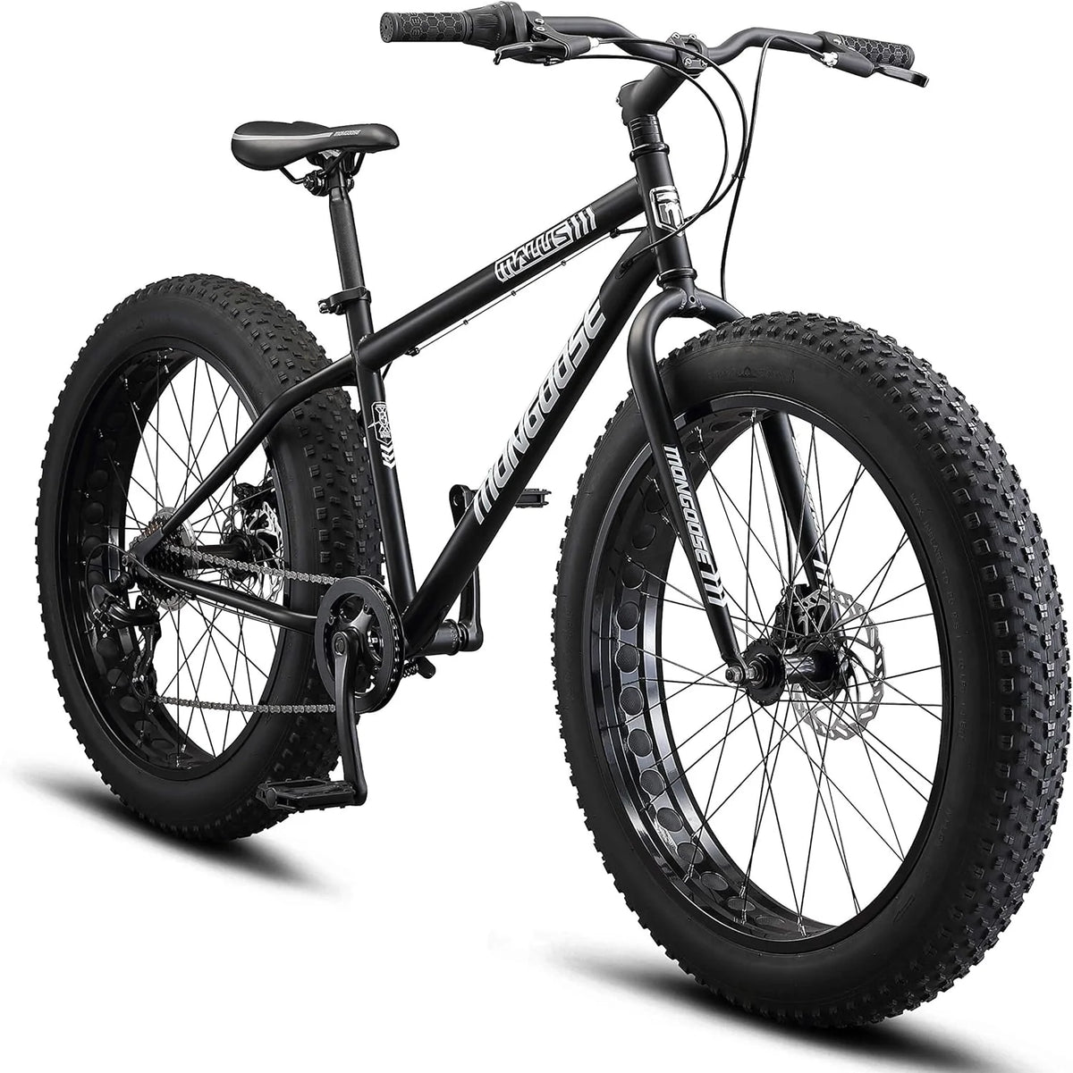 Mongoose Malus Adult Fat Tire Mountain Bike, 26-Inch Wheels, 4-Inch Tires, 7-Speed - R5714C