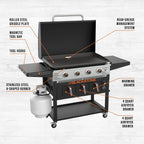 Blackstone 4-Burner 36in Propane Outdoor Griddle With Air Fryer And Hood - 1868
