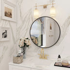 Round Metal Black Frame Bathroom Vanity Mirror - Wall Mounted