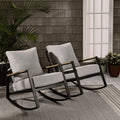 Better Homes & Gardens Marlow Outdoor Patio Rocking Chairs, 2-Pack, Black Frame/Gray Cushion