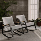 Better Homes & Gardens Marlow Outdoor Patio Rocking Chairs, 2-Pack, Black Frame/Gray Cushion