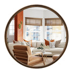 Classic Farmhouse Round Wooden Frame Wall Mirror - 24-inches, 28-inches, 32-inches