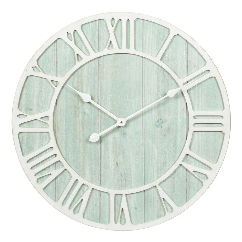 Green Blue Quartz Coastal Wall Clock, 23.5 Inch - Seafoam Green-Blue