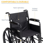 Drive Medical Silver Sport 1 Wheelchair With Full Arms And Swing Away Removable Footrest