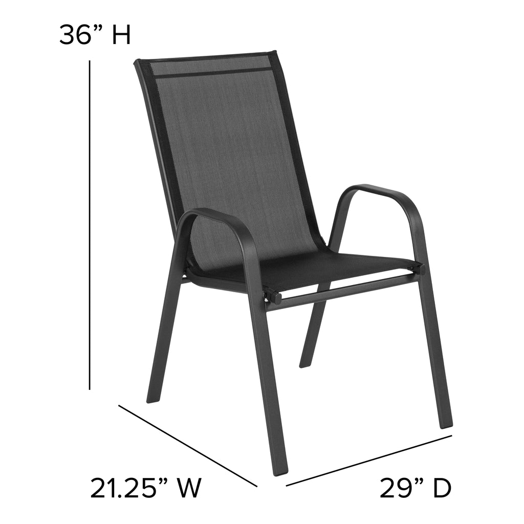 Emma + Oliver Outdoor Stack Chairs, Gray, 4 Pack, 21.25in W x 29in D x 36in H
