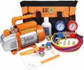 BACOENG HVAC/Auto AC Vacuum Pump And Manifold Gauge Set With 3 x 150 cm Hoses - R134A R410A R407C R32