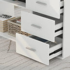 L-Shaped Computer Desk With 3 Drawers, 2 Shelves, And 55 Inch Work Surface