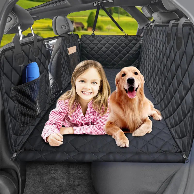 URPOWER Dog Car Seat Cover Extender, Waterproof And Padded With Safety Belt And Mesh Window