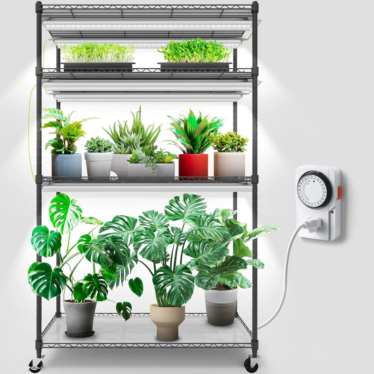 Barrina 4-Tier Mini Greenhouse With 6pcs 3ft T8 LED Grow Lights, 35.4 x 13.8 x 59in - INWT80421265Ec
