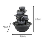 4-Tier Indoor Water Fountain - 7.8 x 7.8 x 10.6 in, Gray Resin