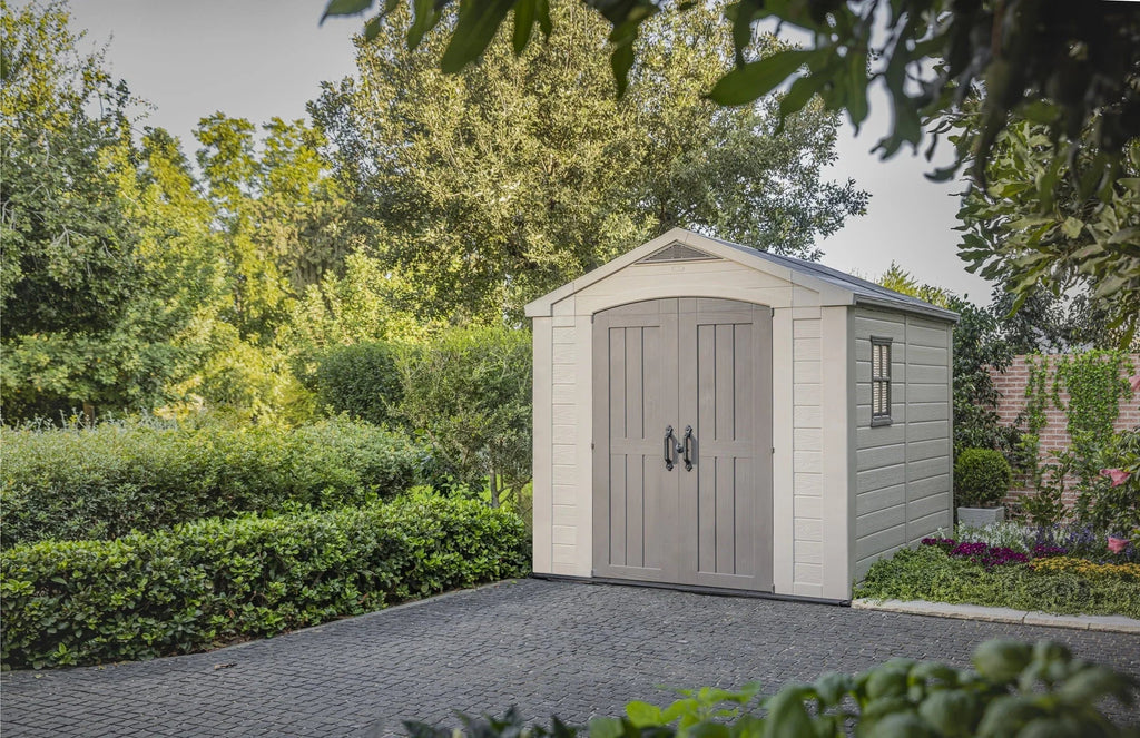 Keter Resin Outdoor Storage Shed, 8 x 11 Foot, 550 Cu. Ft., Taupe