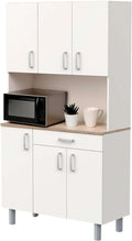 Miroytengo Kitchen Side Cabinet, 6 Doors, White And Oak Kronberg, 101 x 185 cm - 37494