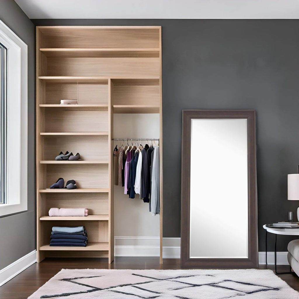 Full Length Oversized Rectangle Wall Mirror With Smooth Faux Wood Frame