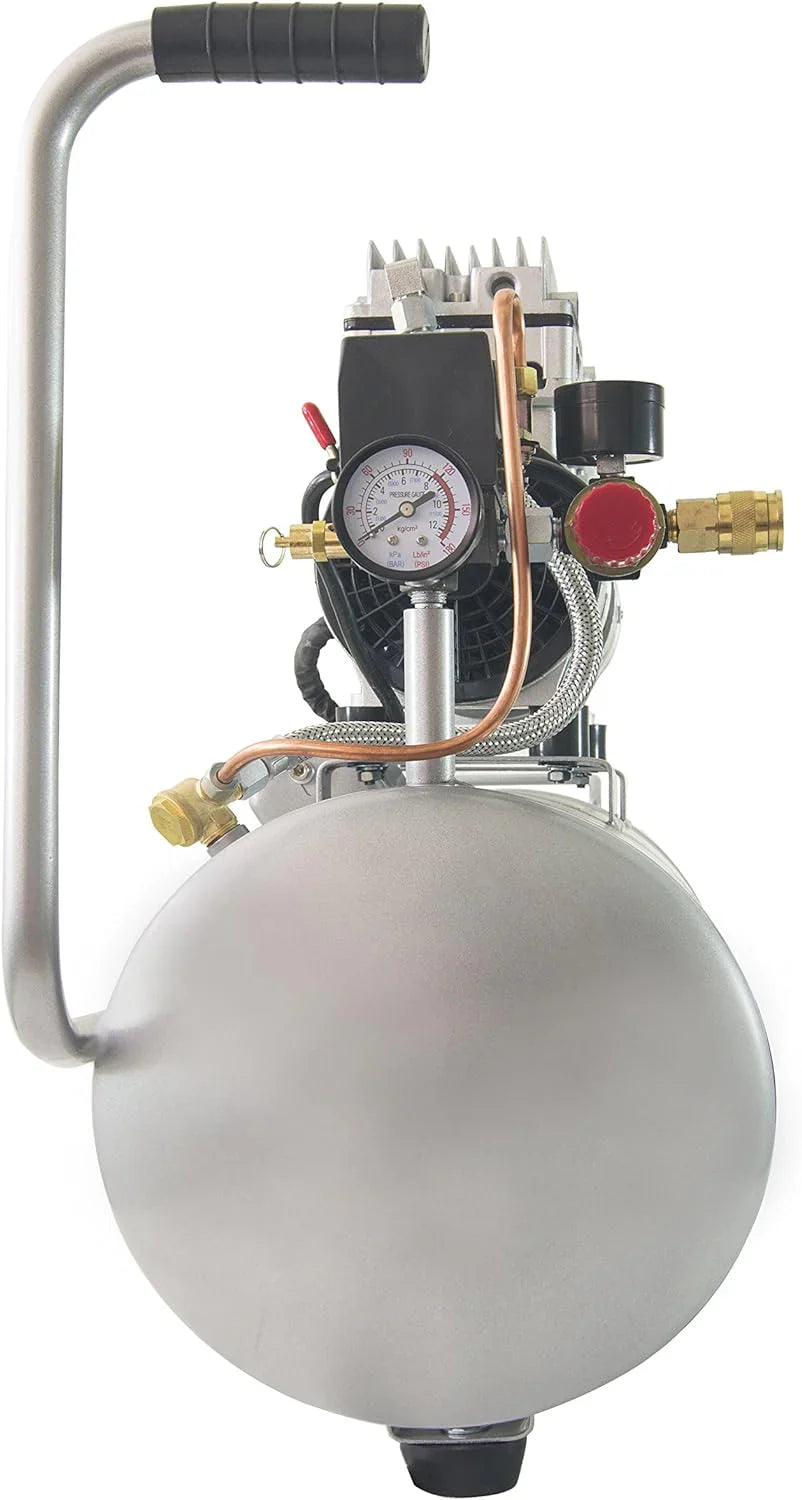 California Air Tools Ultra Quiet Oil-Free Air Compressor, 1.0 HP, 8 Gallon, 120 PSI, Silver - 8010