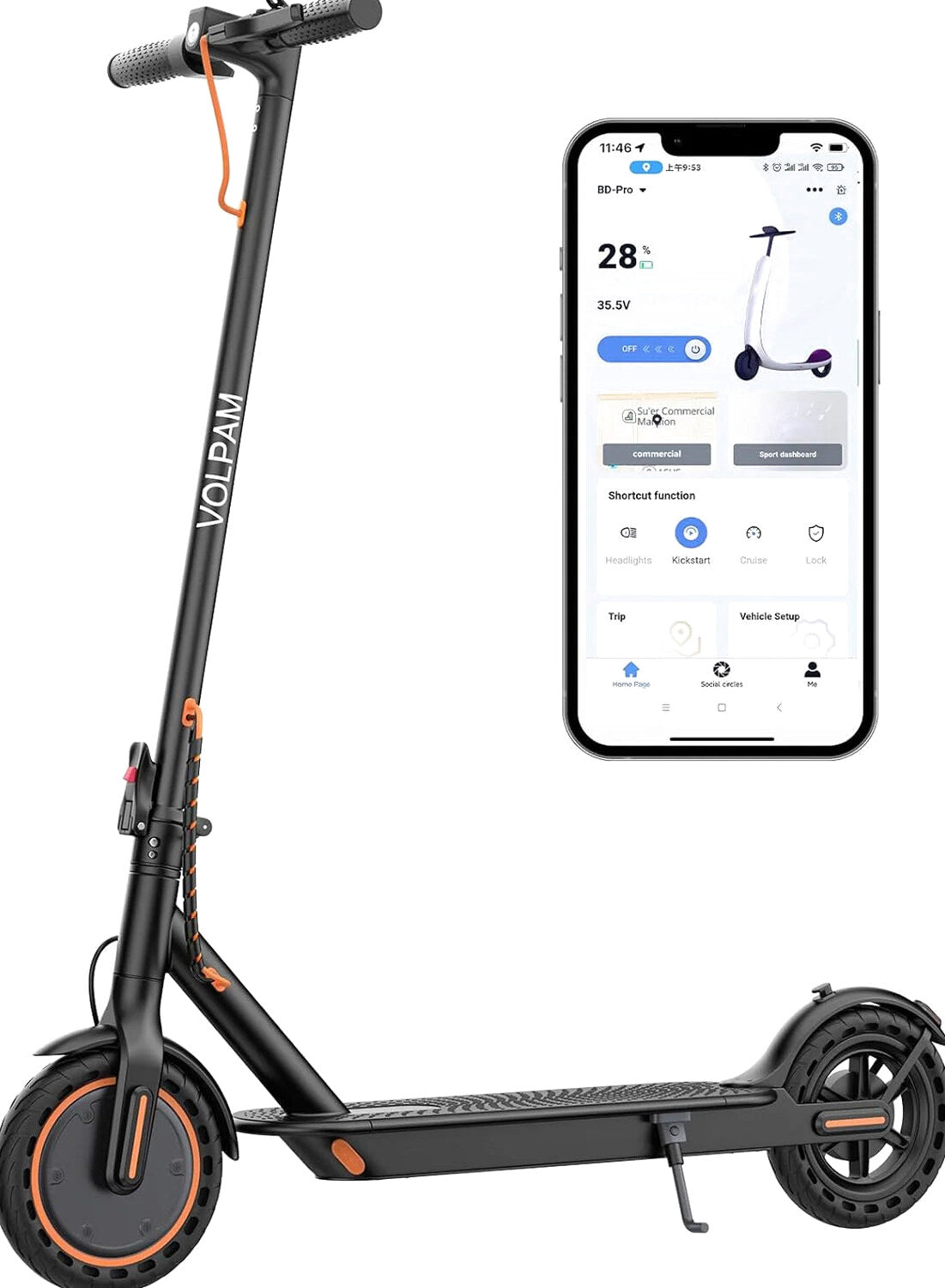 Electric Scooter 10 Inch Solid Tires, 500W, Dual Suspension