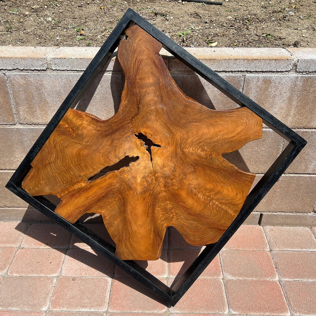 Live Edge Teak Wood Wall Sculpture - 31.4 x 16.9 x 2.36 in or 27.5 x 27.5 x 2.36 in