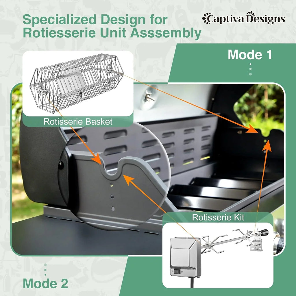 Captiva Designs 4-Burner Propane Gas Grill With Side Burner, 42,000 BTU, Silver - GR001