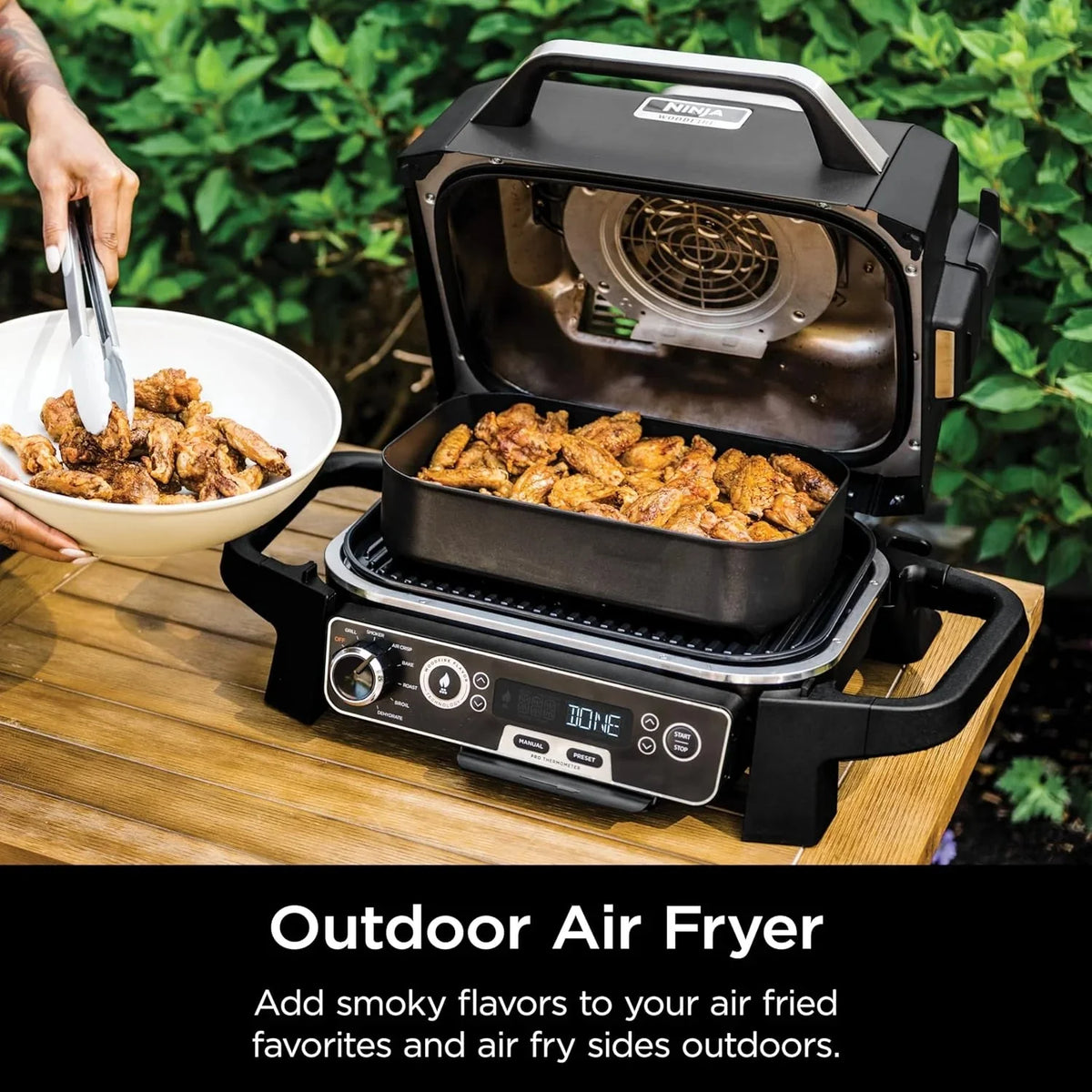 Ninja 7-in-1 Portable Electric Outdoor Grill And Smoker With Thermometer, Grey - OG751BRN