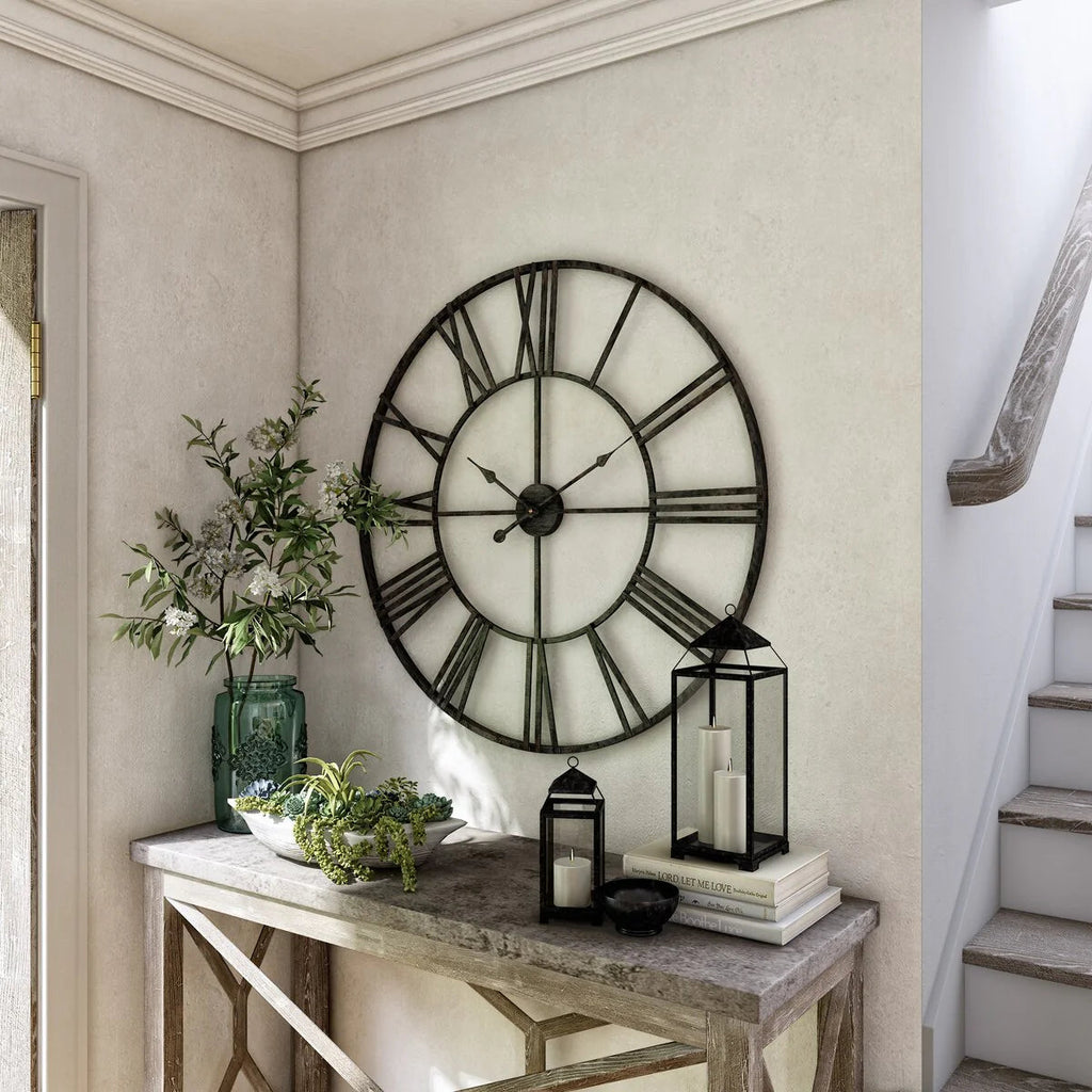 Round Metal Open-Frame Wall Clock