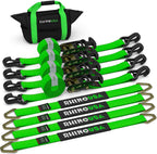 Rhino USA Car Tie-Down Straps With J Hooks, 4-Pack, 2 Inch x 8 Feet, Black - HDKIT-P 2IN-HDKIT