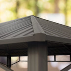 TOOLPORT Hardtop Garden Gazebo 3x3 m Steel Roof, 4 Gray Side Panels, 9x9 cm Posts - Sunset Superior