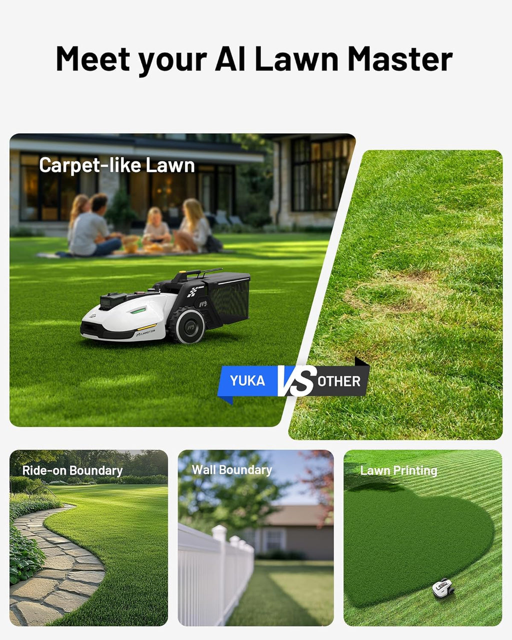 Mammotion YUKA Mini 500H Robotic Lawn Mower, 0.12 Acre, White - 500H