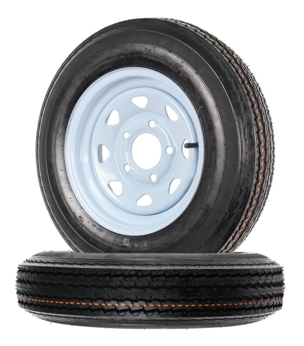 2-Pack Trailer Tires And Rims 5.30-12 Load B 5-Lug White Spoke