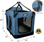 EliteField 3-Door Folding Soft Dog Crate With Carrying Bag - 36in L x 24in W x 28in H
