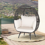 Oversized Wicker Egg Chair With 4 Cushions, 43 x 32.5 x 57 in