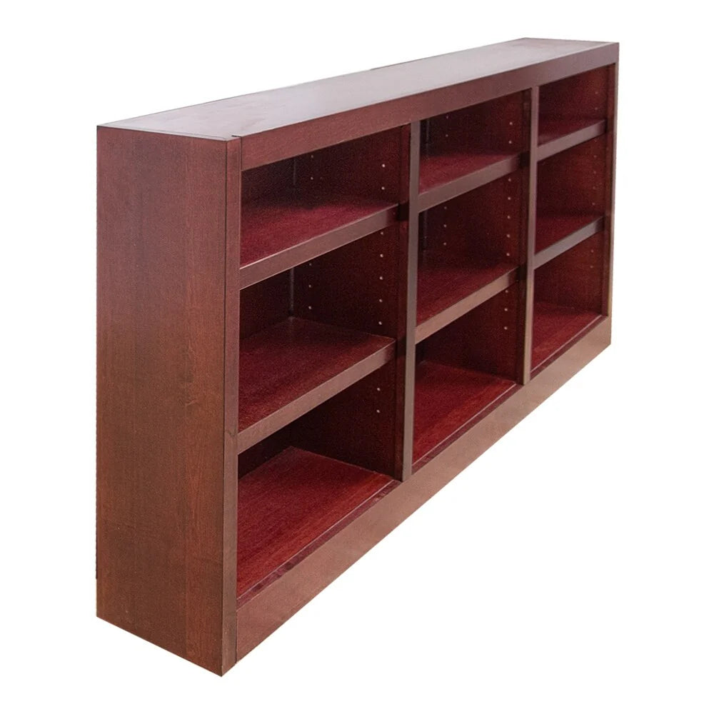 Triple Wide Wood Bookcase, 9 Shelf, 36 Inch Tall, 72 Inch Wide, 10.63 Inch Deep