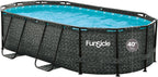 Funsicle Oasis Designer Oval Above-Ground Pool Set, 167 x 98 x 39.5 Inches - Dark Herringbone Gray