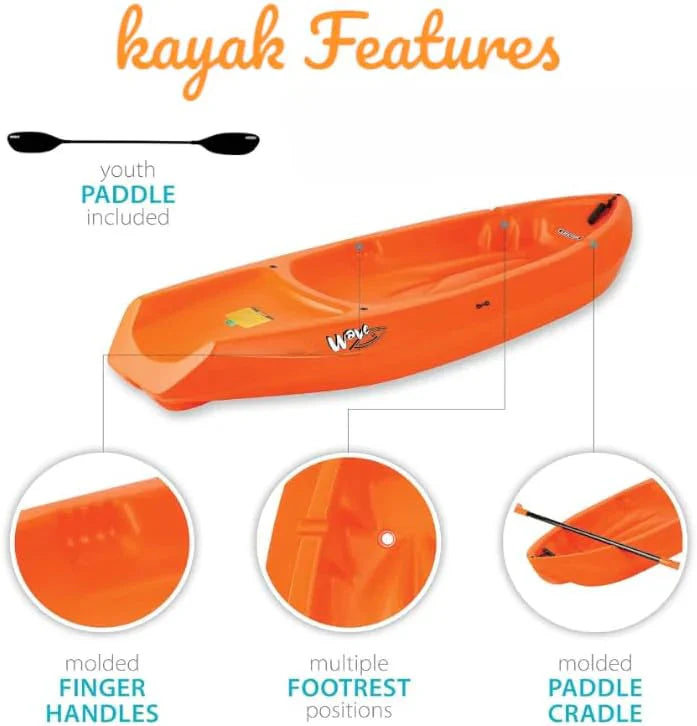 Generic Wave 6' Youth Kayak With Paddle - 6' Youth Wave Kayak