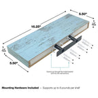 Rustic Finish Floating Wall Shelves, 3-Pack, 16.25in x 5.50in x 1.5in