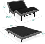 Twin XL Electric Adjustable Bed Base With Wireless Remote, Massage, Night Light, 2 USB Ports, 750 lb - 80 in x 38 in x 14 in