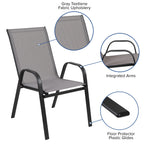 Emma + Oliver Outdoor Stack Chairs, Gray, 4 Pack, 21.25in W x 29in D x 36in H