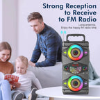 Portable Bluetooth Party Speaker, 60W, Wood, 9.1 x 6.8 x 12.6 Inches - A52