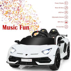 Licensed Lamborghini SVJ Kids Ride-On Car, 12V Battery Powered - Red, White, Black, Green Or Pink