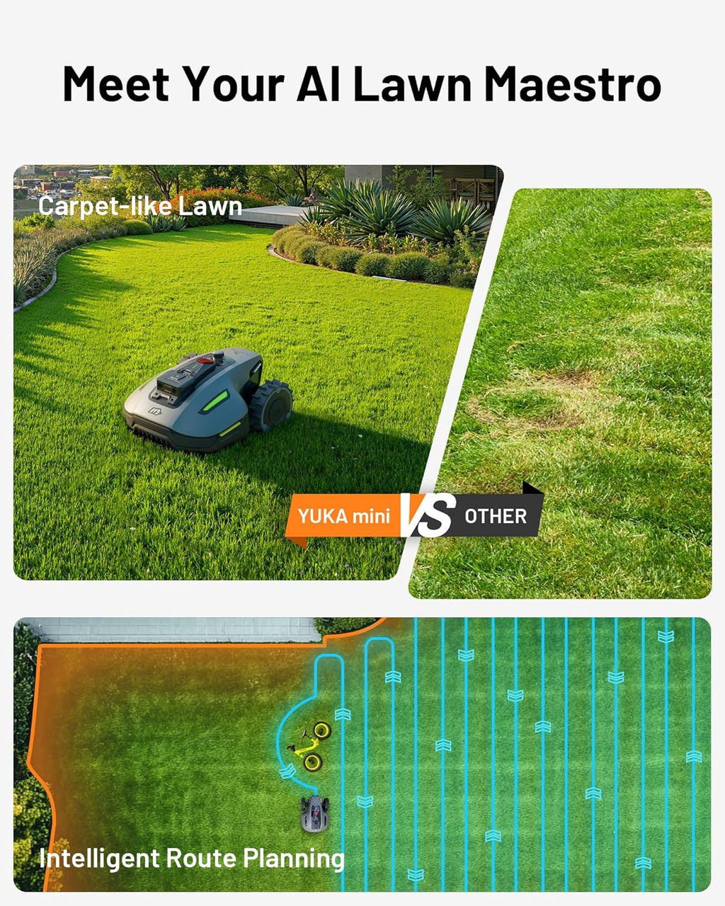 Mammotion YUKA Mini 500H Robotic Lawn Mower, 0.12 Acre, White - 500H