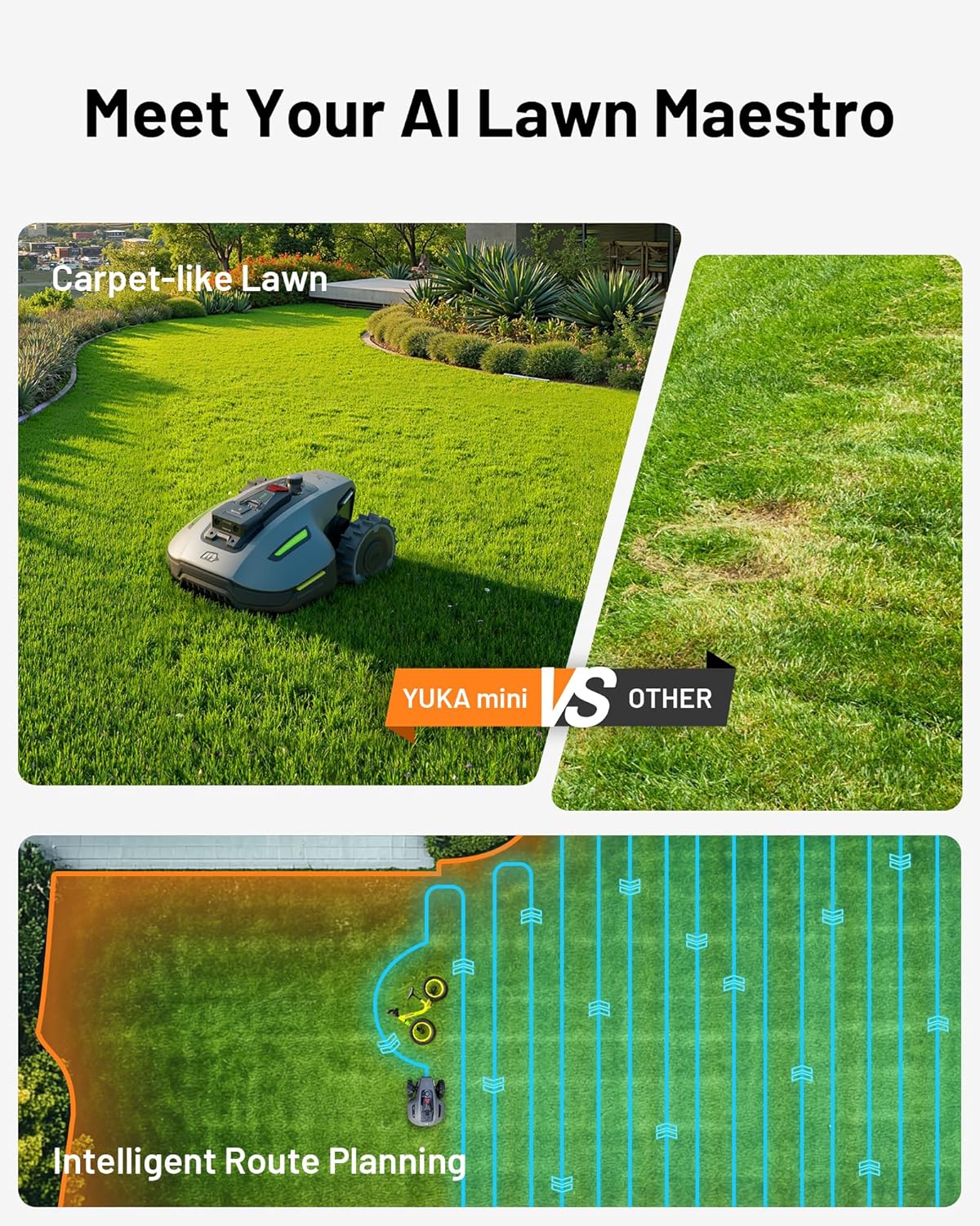 Mammotion YUKA Mini 500H Robotic Lawn Mower, 0.12 Acre, White - 500H
