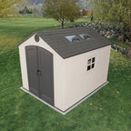 Plastic Traditional Storage Shed 8 Ft W x 10 Ft D, Desert Tan And Dark Brown