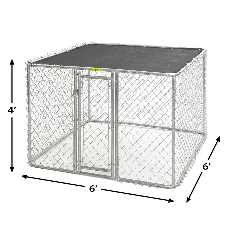 MidWest Homes for Pets Chain Link Outdoor Dog Kennel 6L x 6W x 4H With Sunscreen - K9664