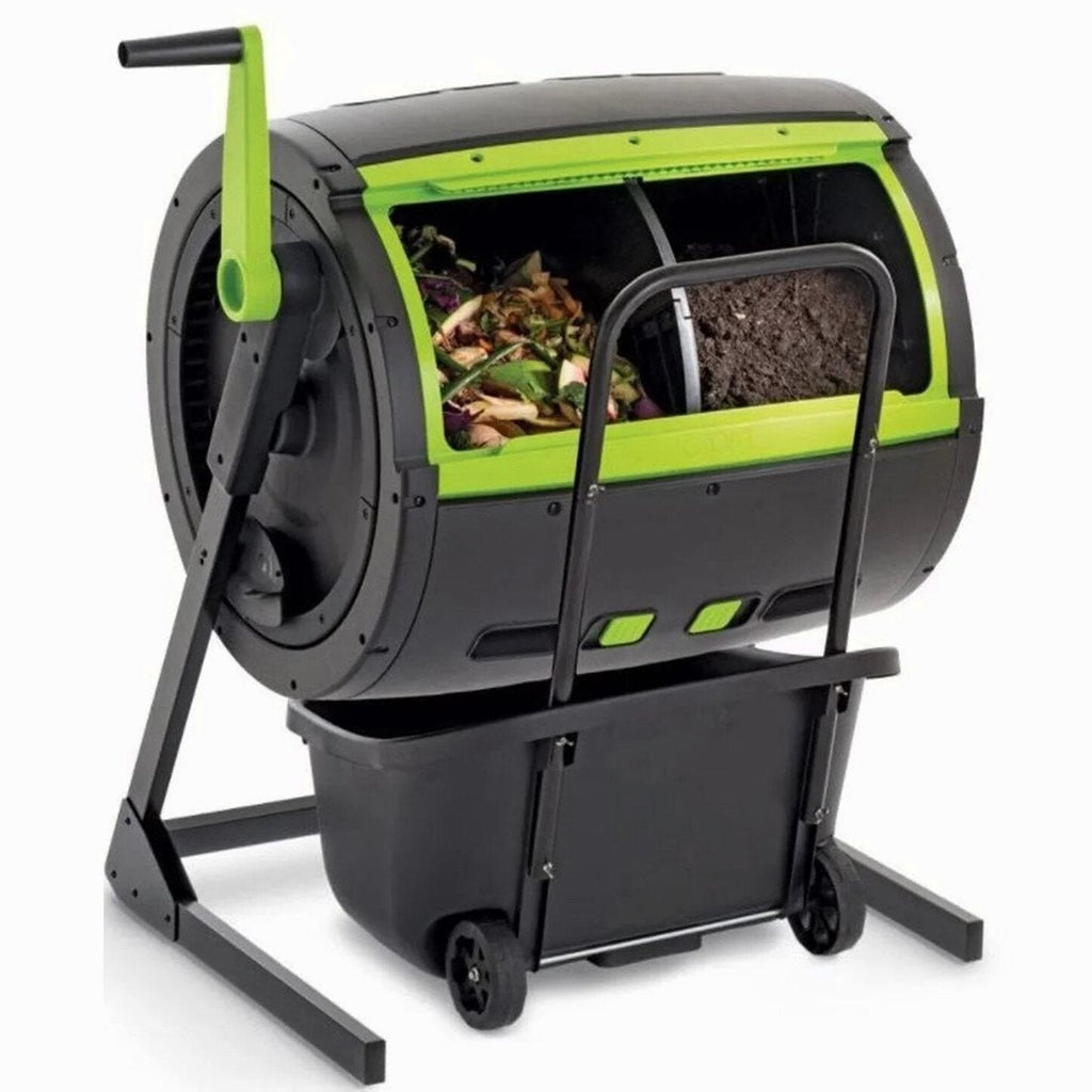 Maze 65-Gallon Compost Tumbler And 12-Gallon Cart Combo - Black
