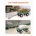 KFFKFF Steel Garden Utility Cart 900 Lbs, 38 x 22 in, 10 in Wheels, Green - V900G