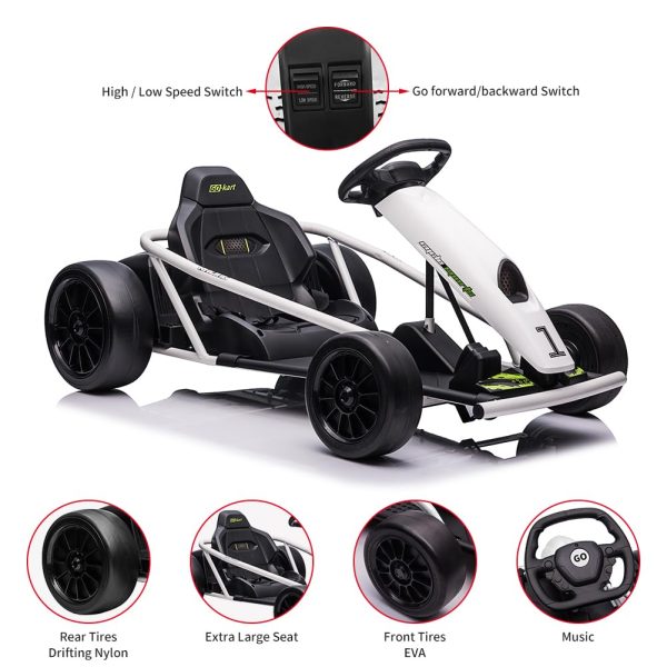 Electric Go-Kart For Kids Ages 8-12, 24V 9Ah Battery, Dual 300W Motors