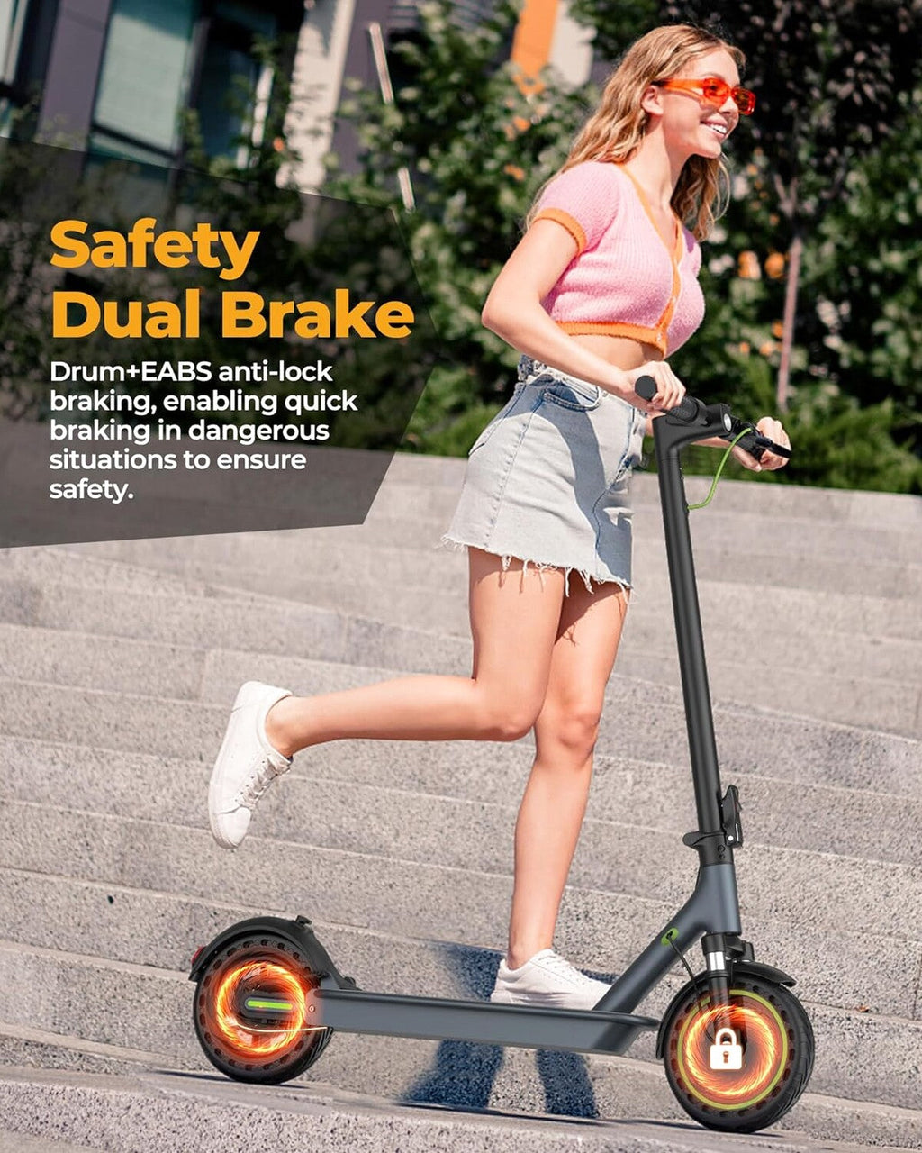 Roinside Electric Scooter, 8.5 in Solid Tires, 350W Motor, Up To 19 MPH, 21-23 Miles - UP12 Plus