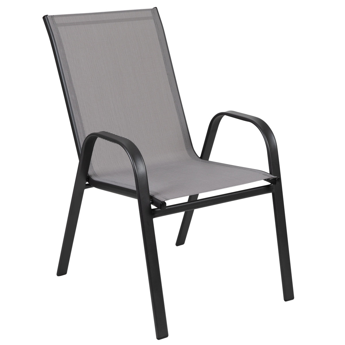 Emma + Oliver Outdoor Stack Chairs, Gray, 4 Pack, 21.25in W x 29in D x 36in H
