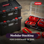 Keter Rolling Tool Box System, 3 Piece, Black/Red - 3 Piece Resin Modular Toolbox System
