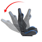 Universal Racing Bucket Seats, Pair With Dual Lock Sliders, Black With Blue PVC Leather, 36.6 x 21.6 x 21.6 in