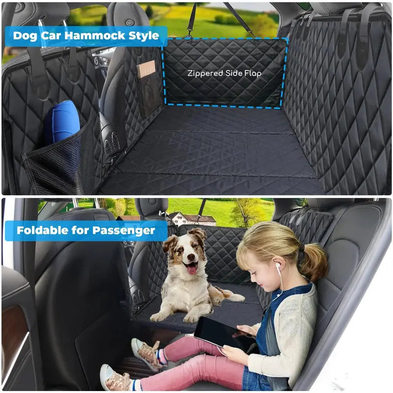 URPOWER Dog Car Seat Cover Extender, Waterproof And Padded With Safety Belt And Mesh Window